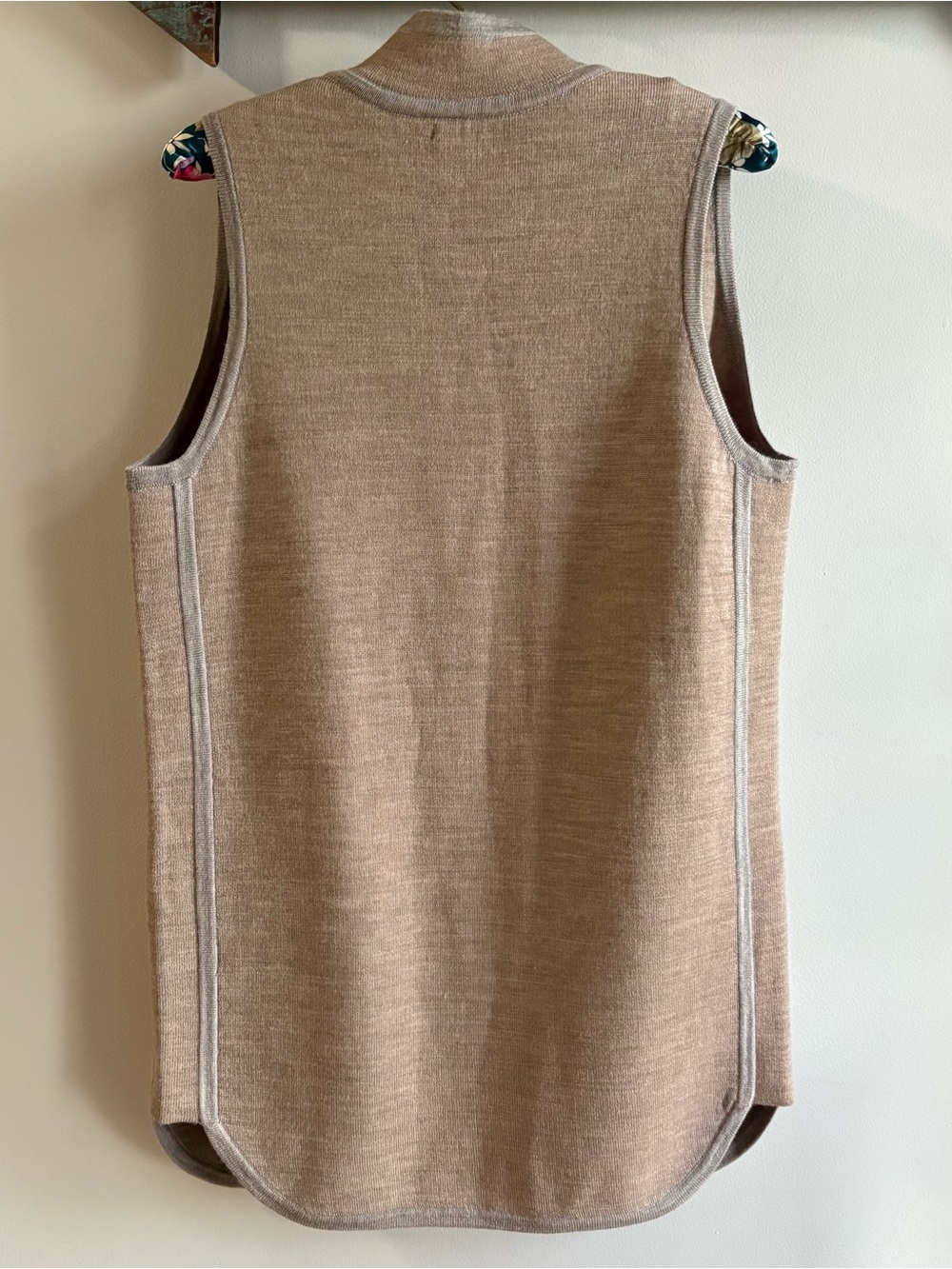 J. McLaughlin Wool Vest Extra Small Mid Length Wool Brown Jacket Open Front NWT - Picture 5 of 16